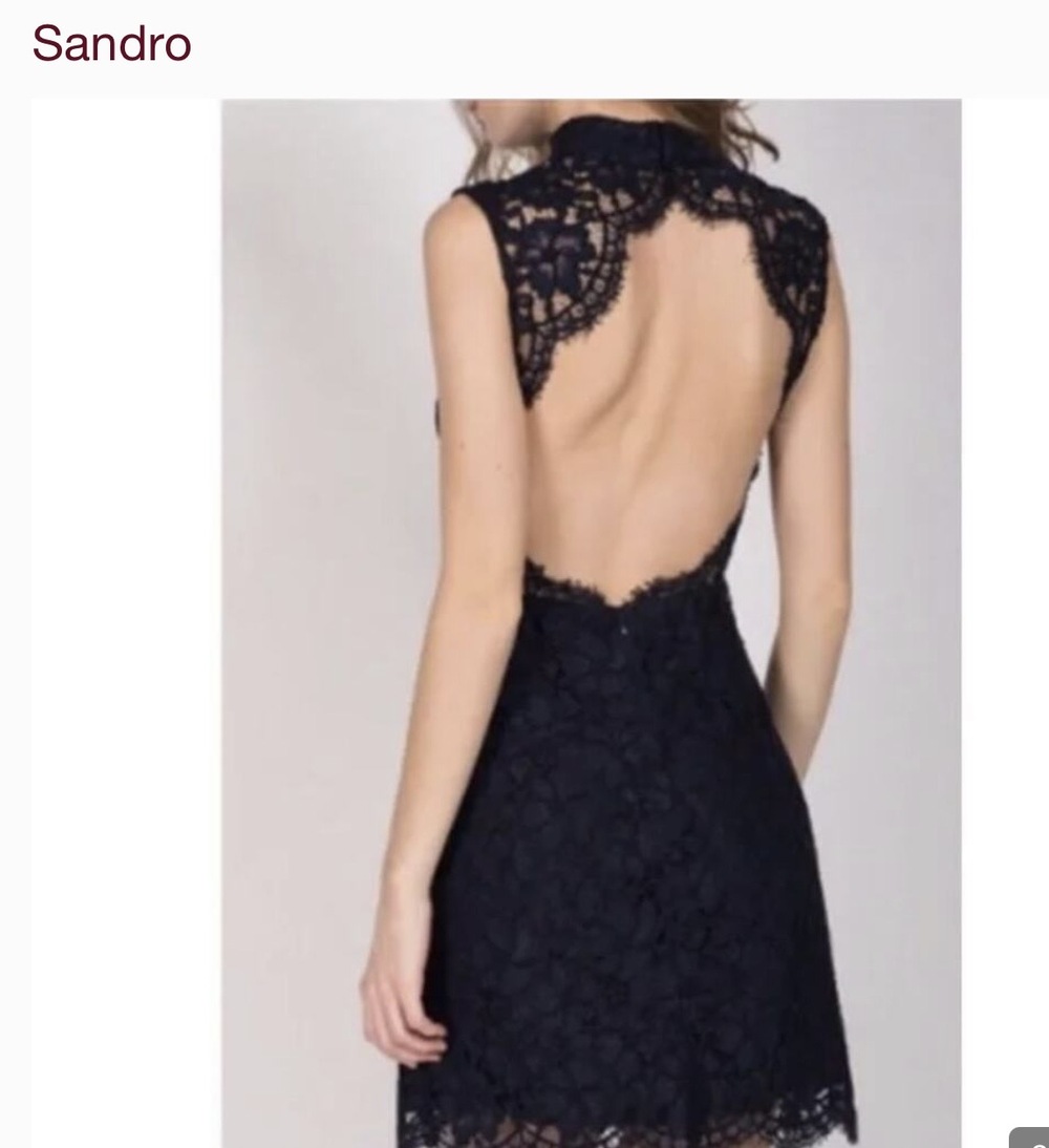 Sandro Paris Romie Dress Back Lace Open Back